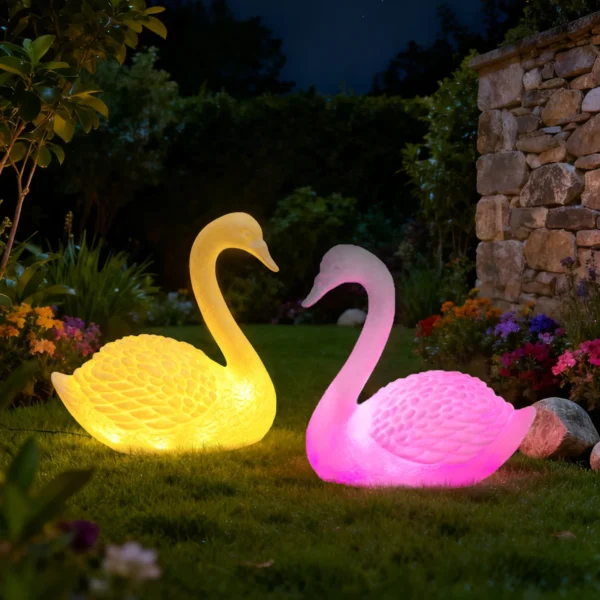 kf-Sc0a957e2aea446cca06cbf23d73b67b0u New Rechargeable Led Swan Colorful Outdoor Courtyard Decoration Light Waterproof Garden LED Patio Walkway Light Landscape Lamp