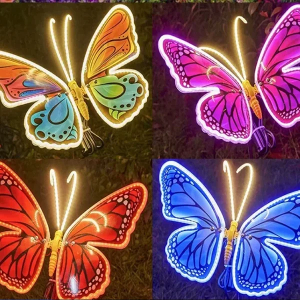 1pcs LED Outdoor Simulation Dynamic Static Butterfly Lights Holiday Party Home Christmas Decorations