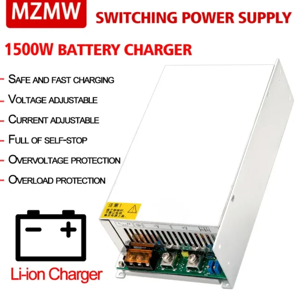 MZMW Li-ion Lithium Battery Charger Adjustable Switching Power Supply 12v 24v 36v 48v 13S 60V 16S 72V 3s-20s Fast Charger 0-100A