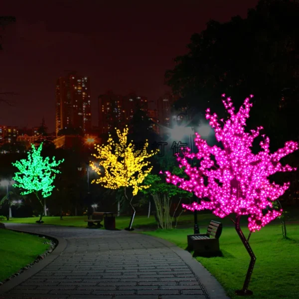 Waterproof Artificial LED Cherry Tree Night Light 1.5M-3M New Year Christmas Wedding Garden Decoration Light