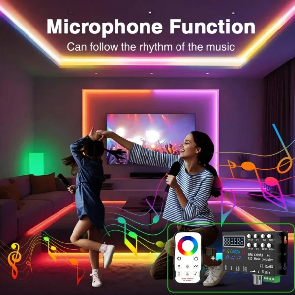 WS2815 WS2811 UCS1903 LED Strip Light Controller DC12-24V - Music, Colorful X4, BRG Remote SPI Pixels