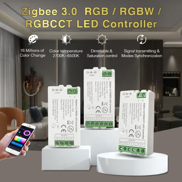 Tuya Zigbee RGBW Controller 15A Smart Hub for LED Strip Lights - Alexa & Google Compatible